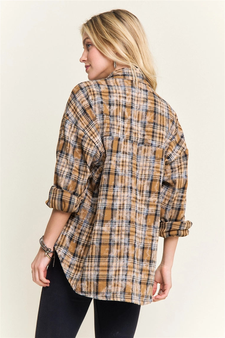 Burnout Plaid Shirt- 3 Colors!