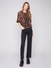 Charlie B. Leopard Print Balloon Sleeve Sweater
