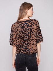 Charlie B. Leopard Print Balloon Sleeve Sweater