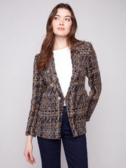 Charlie B. Autumn Chevron Tweed Blazer
