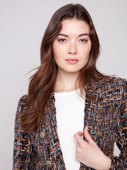 Charlie B. Autumn Chevron Tweed Blazer