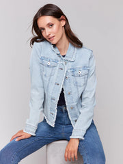 Charlie B. Stretch Denim Fringe Jacket- 2 Colors
