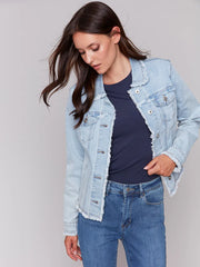 Charlie B. Stretch Denim Fringe Jacket- 2 Colors