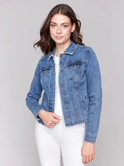 Charlie B. Stretch Denim Fringe Jacket- 2 Colors