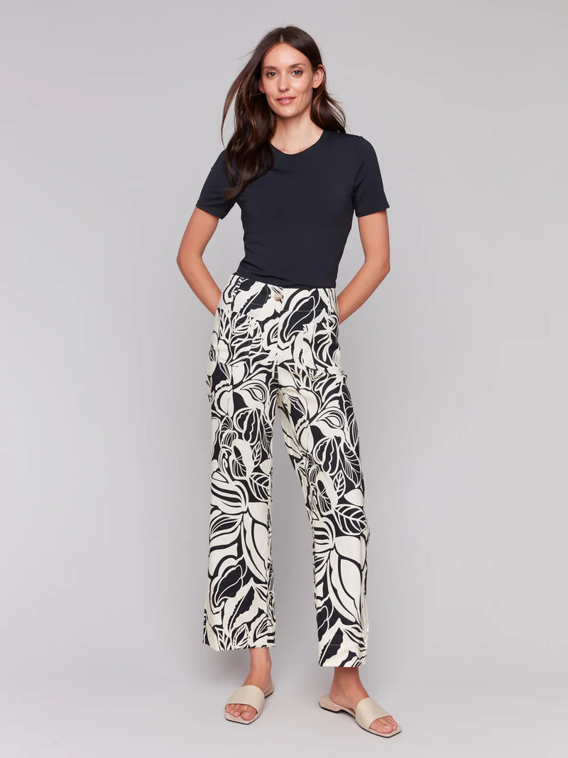 Charlie B. Print Linen Blend Crop Pant