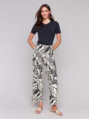 Charlie B. Print Linen Blend Crop Pant