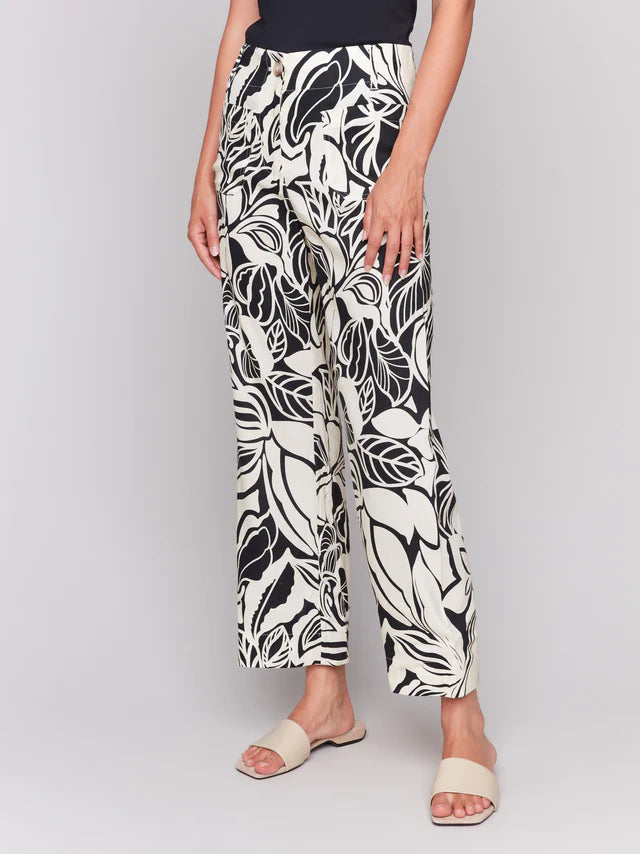 Charlie B. Print Linen Blend Crop Pant