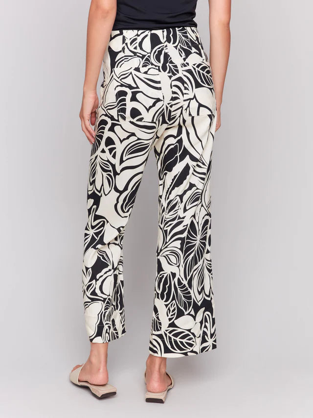 Charlie B. Print Linen Blend Crop Pant