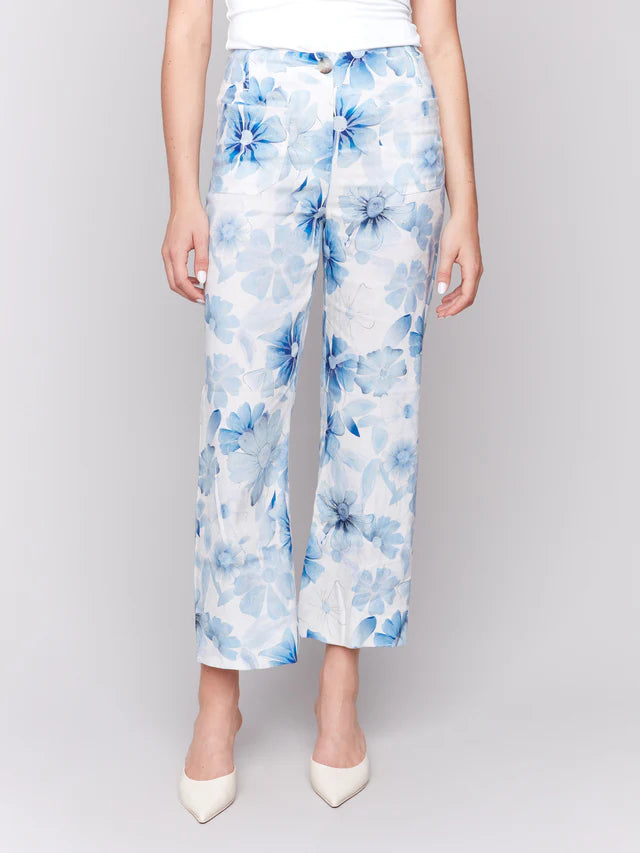 Charlie B. Floral Linen Blend Crop Pant