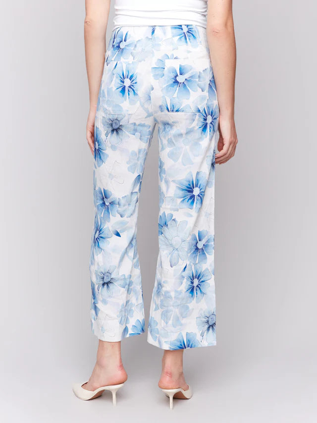 Charlie B. Floral Linen Blend Crop Pant