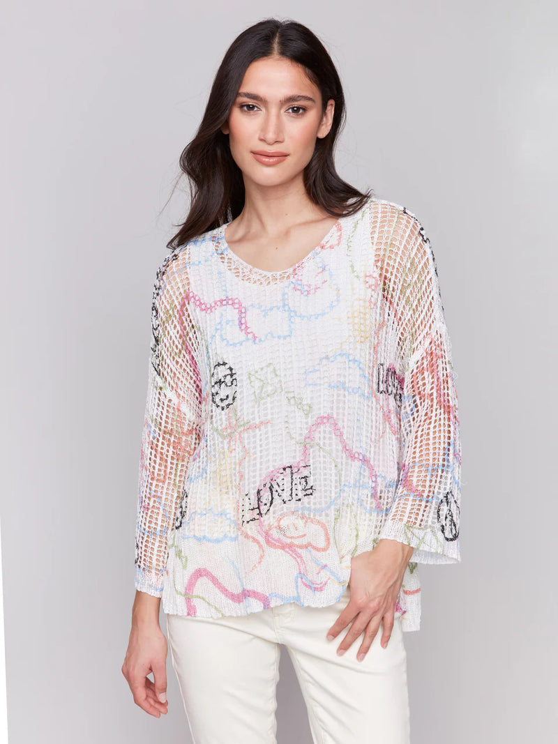 Charlie B. Printed Fishnet Sweater- 3 Prints!