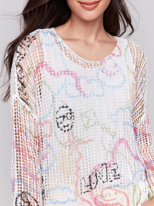Charlie B. Printed Fishnet Sweater- 3 Prints!