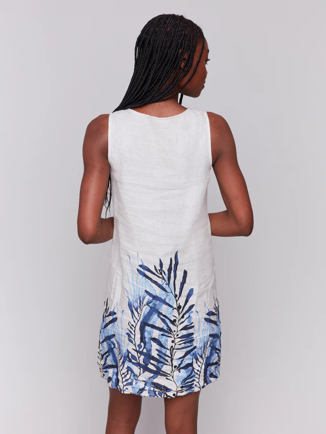 Charlie B. Linen Blend Palm Border Dress