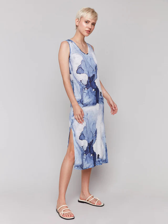 Charlie B. Print Linen Blend Dress- Ink