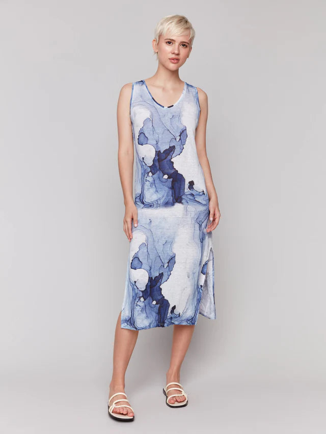 Charlie B. Print Linen Blend Dress- Ink