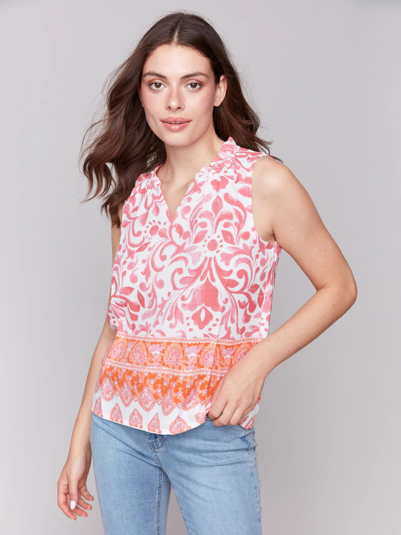 Charlie B. Print Ruffle Neck Tank- 3 Prints!