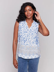 Charlie B. Print Ruffle Neck Tank- 3 Prints!