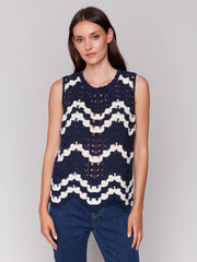 Charlie B. Wavy Navy Crochet Tank