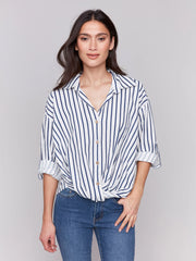 Charlie B. Twist Front Striped Shirt