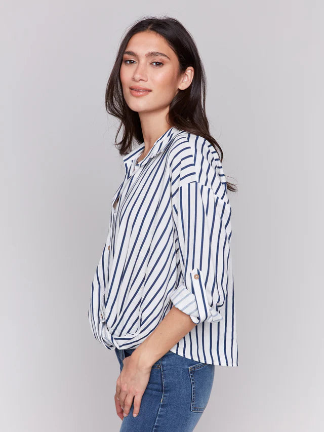 Charlie B. Twist Front Striped Shirt