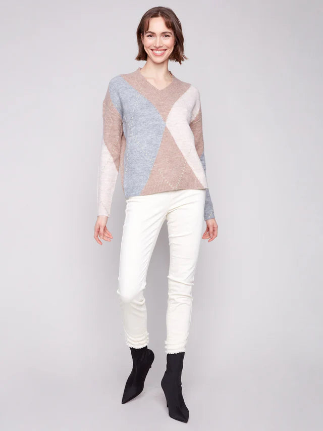 Charlie B. Argyle V-Neck Sweater