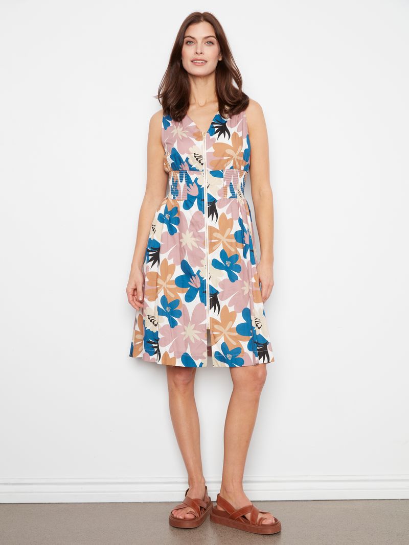 Charlie B. Cotton Voile Zip-Front Dress