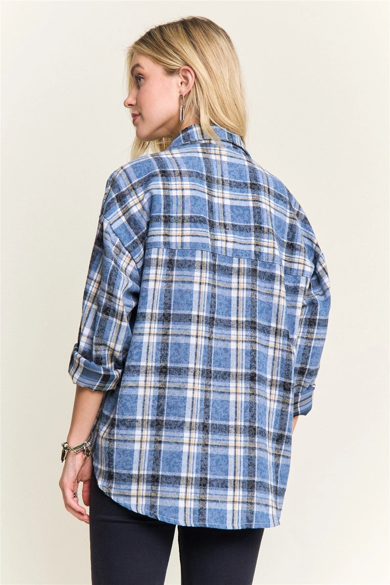 Burnout Plaid Shirt- 3 Colors!