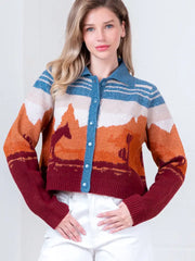 Western Cardigan- Blue Multi