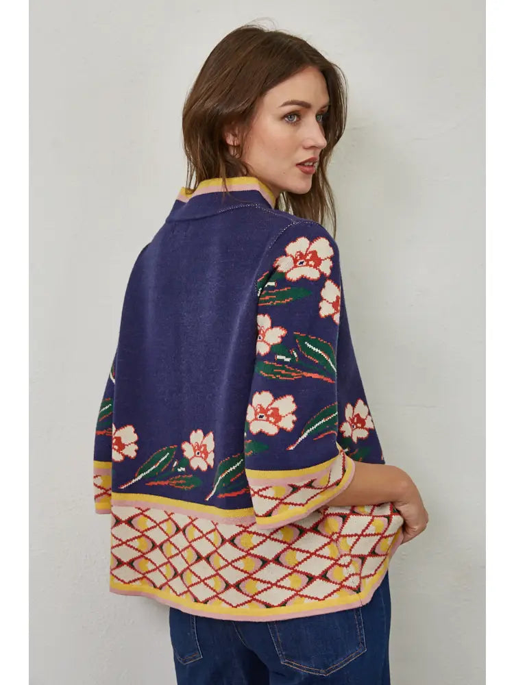 FATE Border Print Floral Sweater
