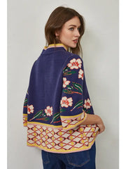 FATE Border Print Floral Sweater