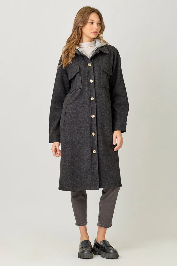 Twofer Hooded Solid Coat- 2 Colors