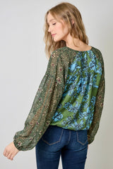Mixed Floral Print Blouse