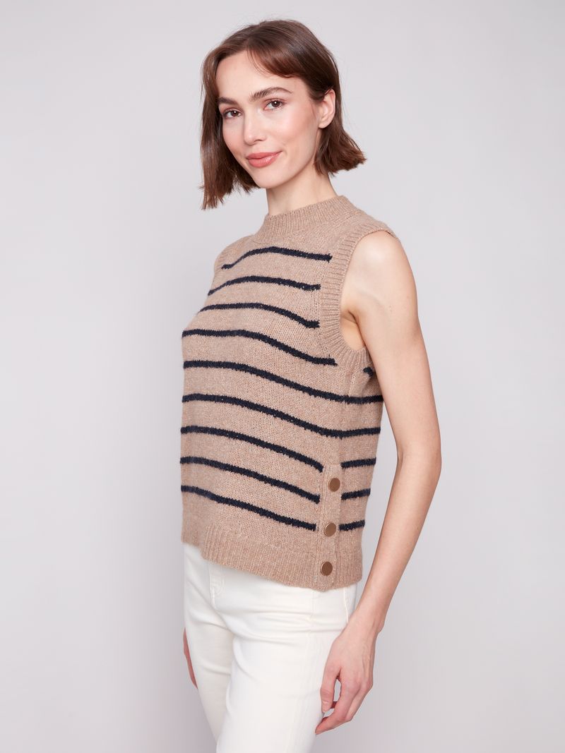 Charlie B. Striped Crew Neck Sweater Vest