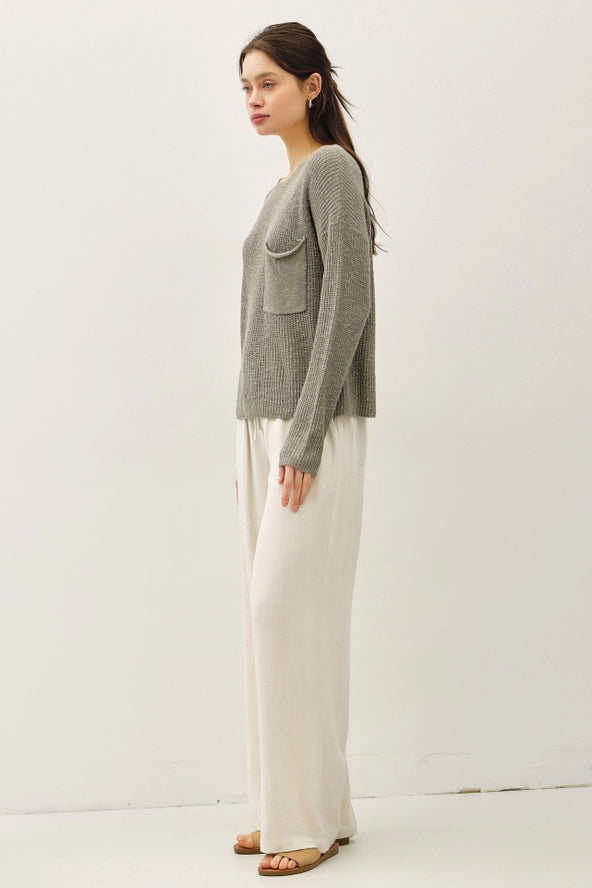Lightweight Knit Pocket Sweater- 3 Colors