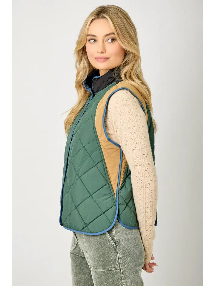 Color Block Quilted Vest