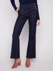 Charlie B. Pull-On Retro Button Side Flares