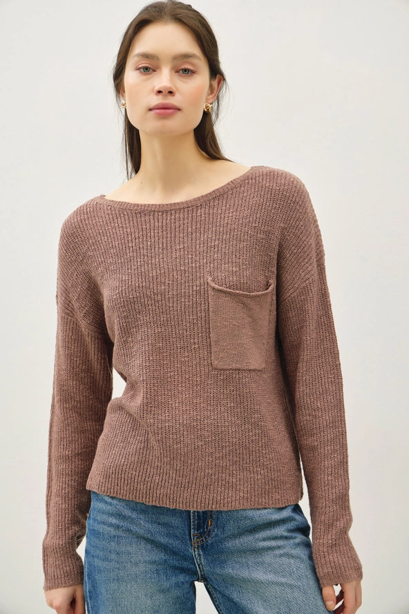 Lightweight Knit Pocket Sweater- 3 Colors