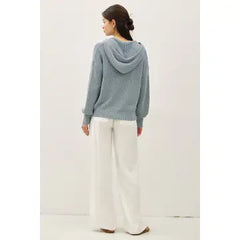 Lightweight Knit Hooded Henley- 2 Colors