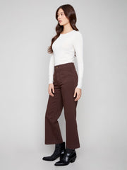 Charlie B. Mocha Cropped Wide Leg Twill