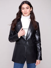 Charlie B. Black Faux Leather Blazer