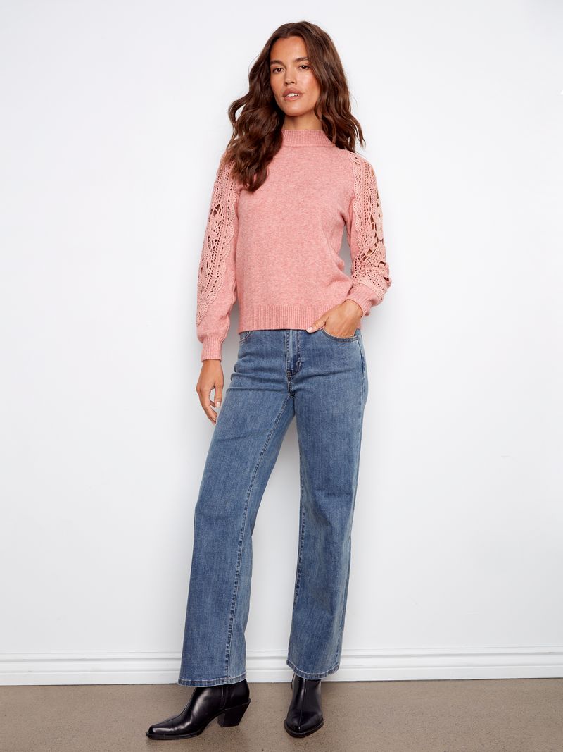 Charlie B. Primrose Crochet Sleeve Mock