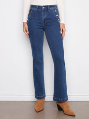 Charlie B. Flare Denim Jeans with Buttons