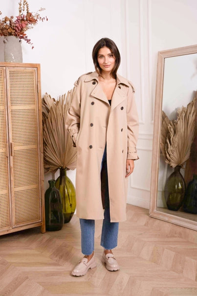 Long Belted Trench Coat- 2 Colors!