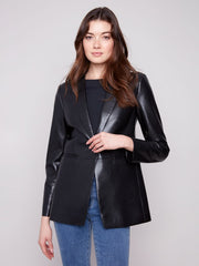 Charlie B. Black Faux Leather Blazer