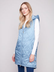 Charlie B. Pearlized Puffer Vest- Oxford Blue