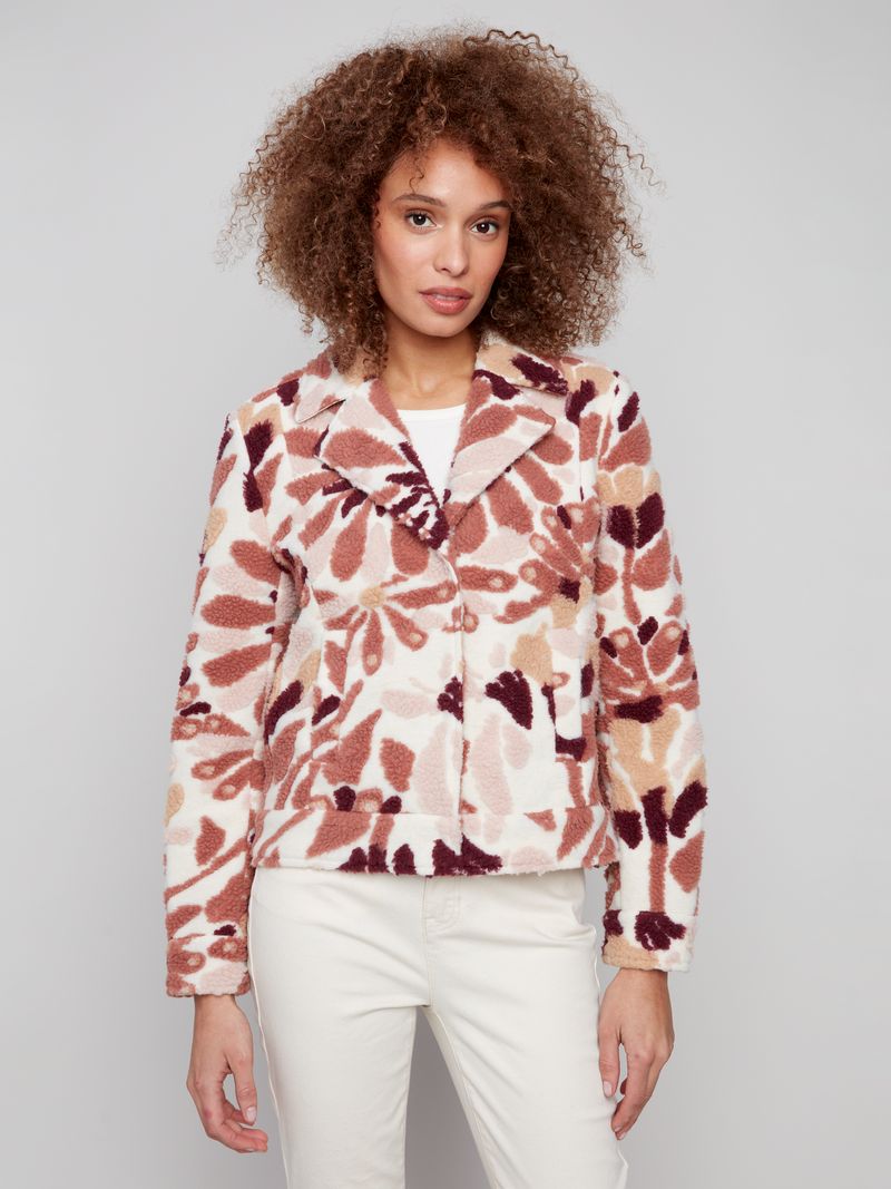 Charlie B. Short Boucle Jacket- Cabernet