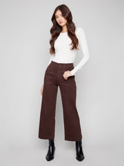 Charlie B. Mocha Cropped Wide Leg Twill