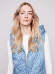 Charlie B. Pearlized Puffer Vest- Oxford Blue