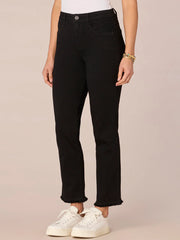 Democracy High Rise Black Frayed Hem Jean