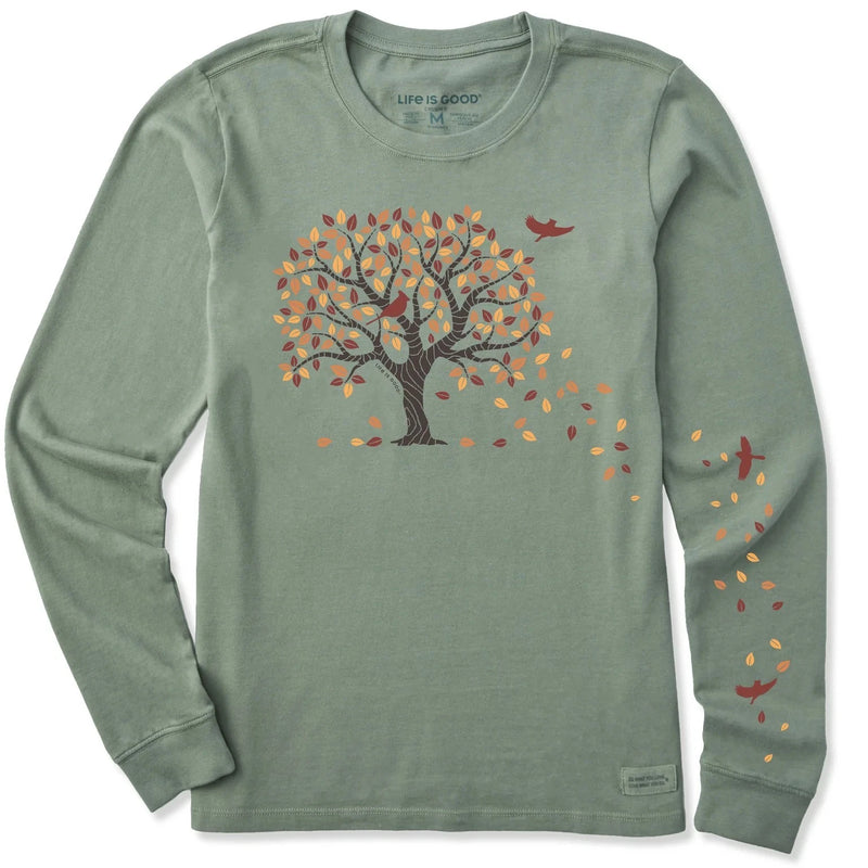 Life is Good Autumn Leaves Long Sleeve Tee